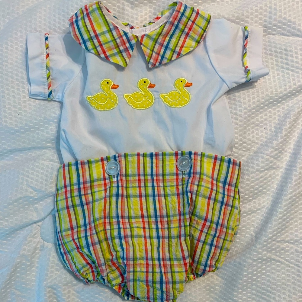 Plaid 3 month Button-on Bubble